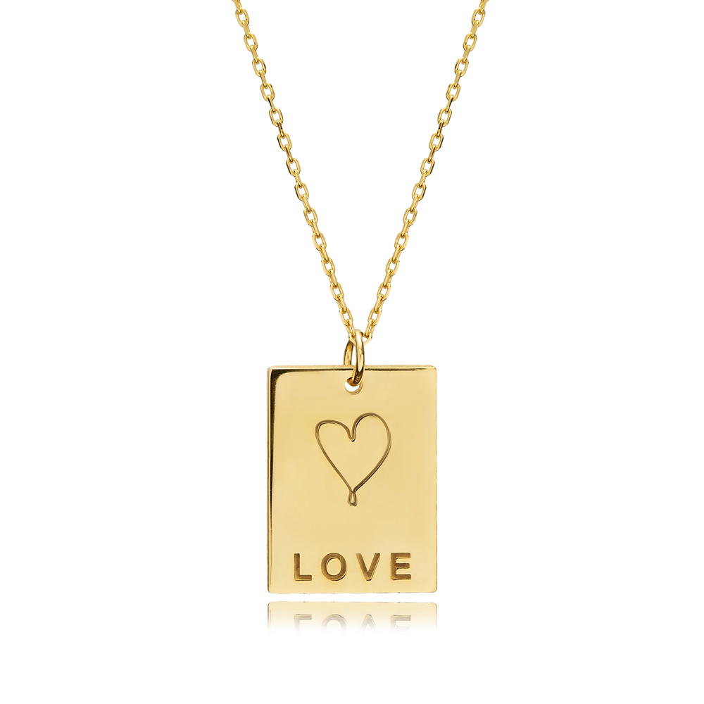 Laser Cut Love Message Charm Necklace