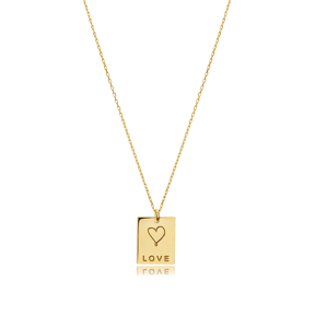 925 Laser Design Love Message Charm Necklace