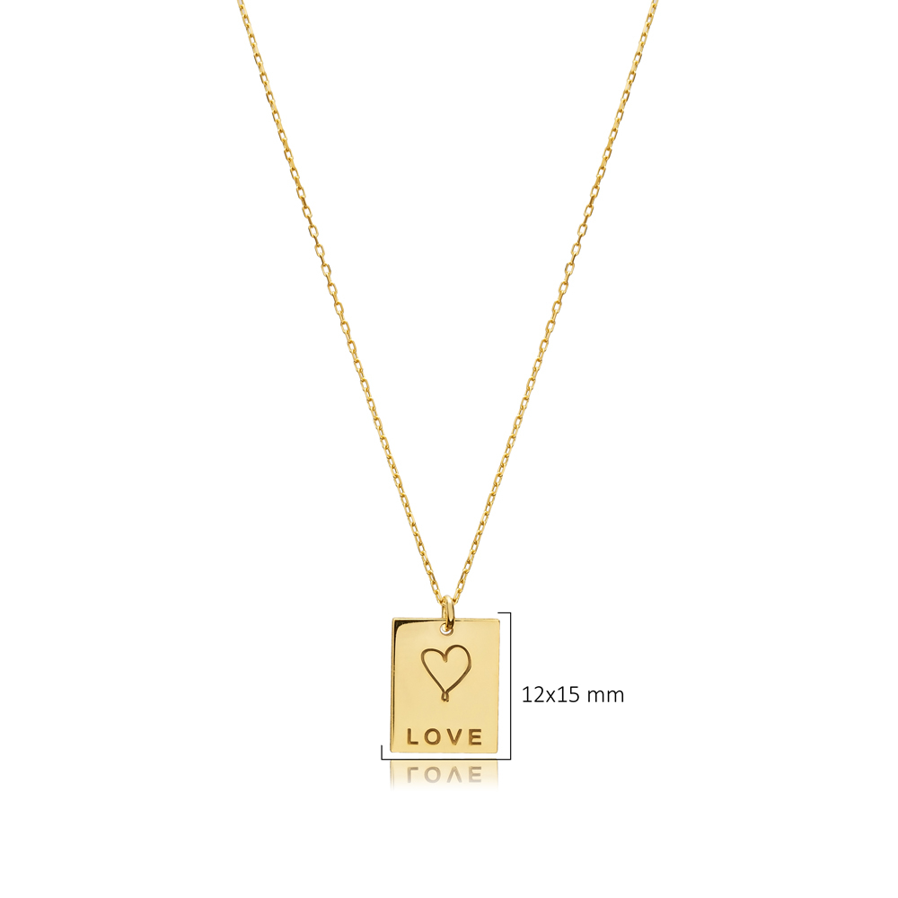 925 Laser Design Love Message Charm Necklace