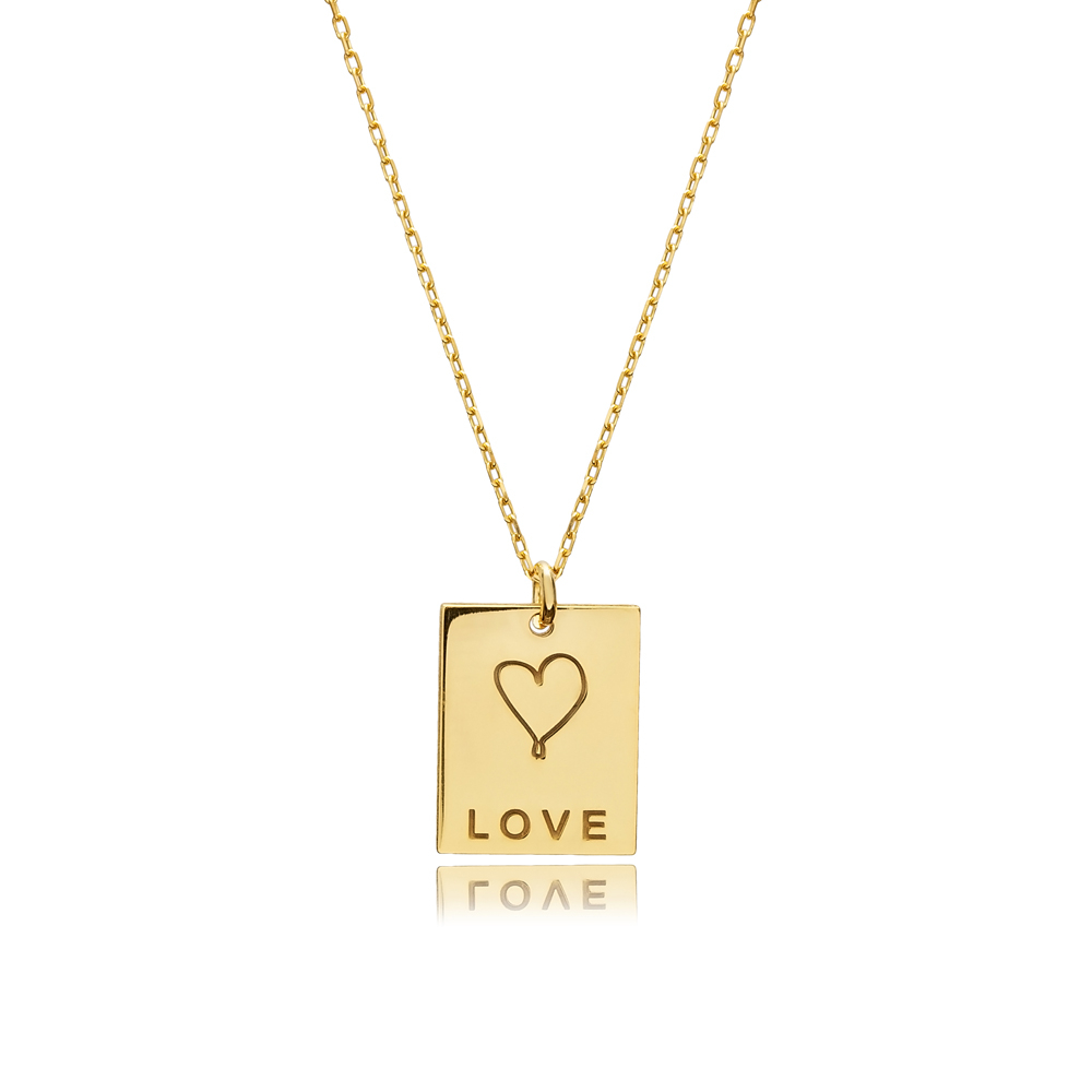 925 Laser Design Love Message Charm Necklace