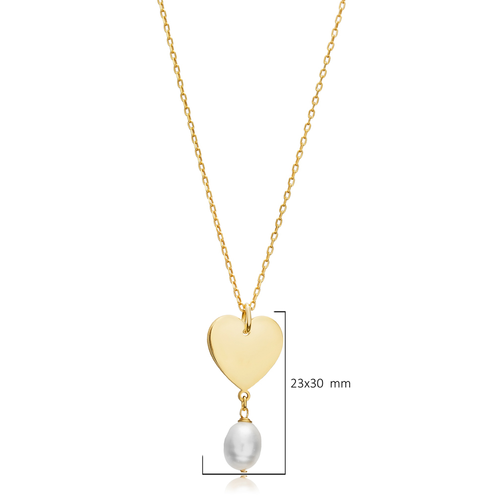 Heart plated Pearl 925 Silver Charm Necklace