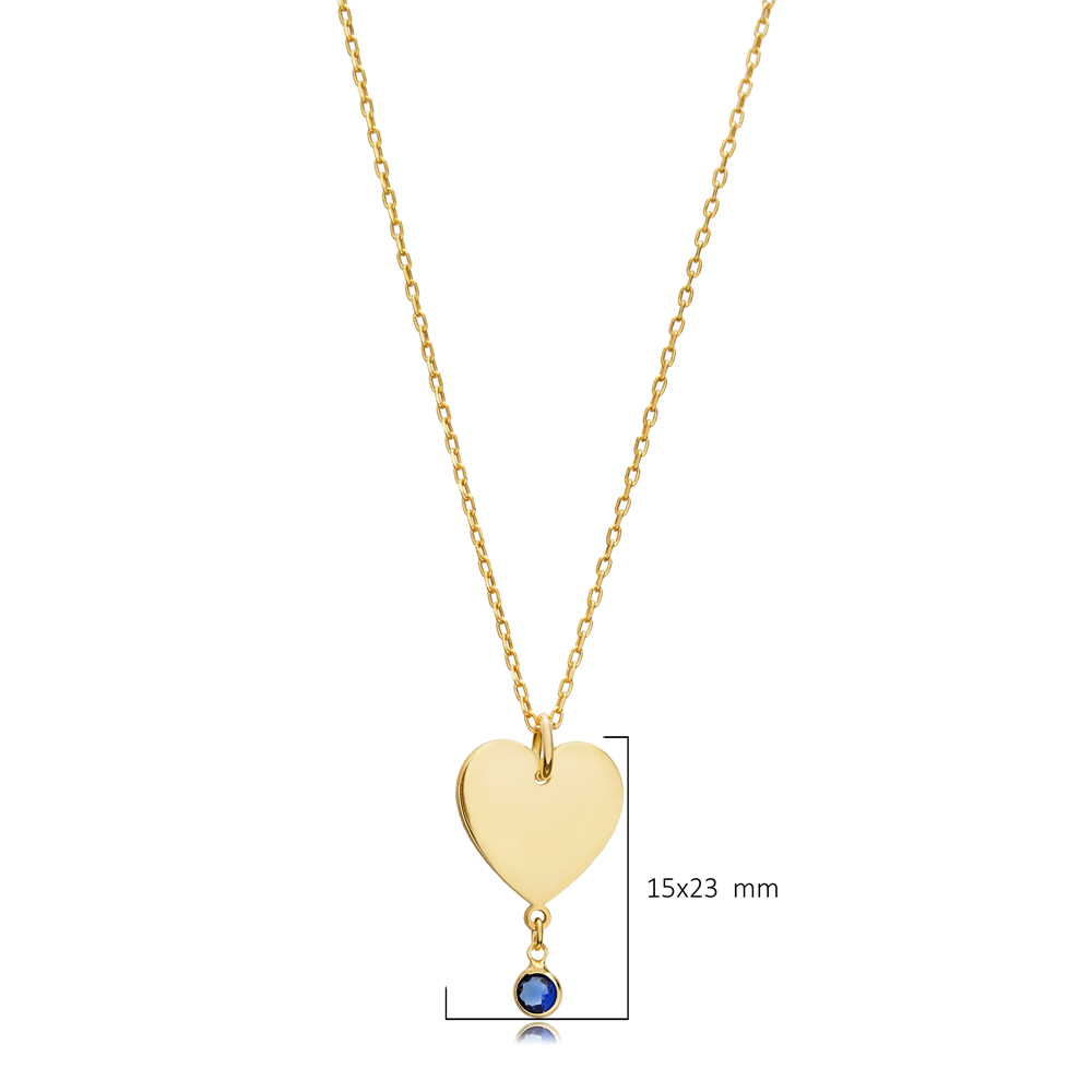 Heart Plated Sapphire Silver Charm Necklace