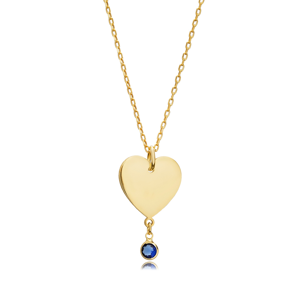 Heart Plated Sapphire Silver Charm Necklace