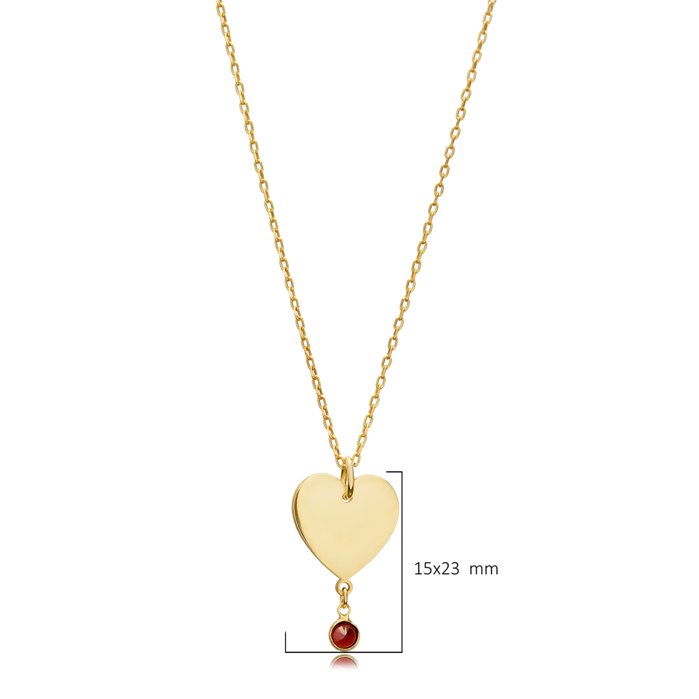 Garnet Charm Heart Design 925 Necklace