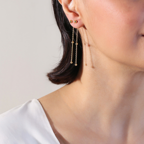 Plain Ball Clasp Chain Silver Stud Earrings