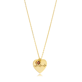 Heartbeat Garnet Silver Charm Necklace