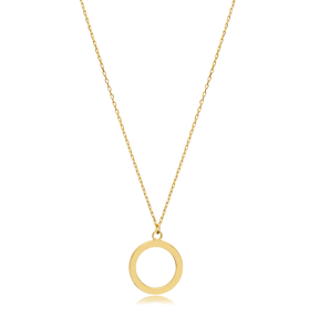 Hollow Round Plain Silver Charm Necklace