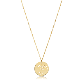 Silver Round Hole Plain Charm Necklace