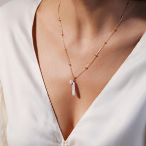 Pearl Silver Jewelry Ball Charm Necklace