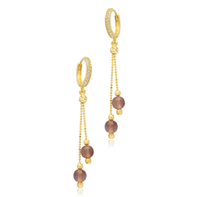 Zultanite Stone Round Long Dangle Earrings