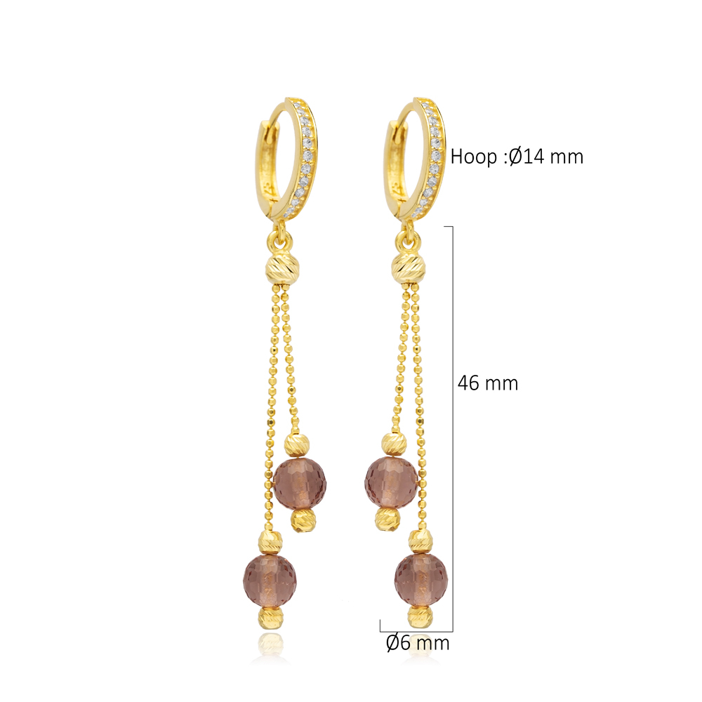 Zultanite Stone Round Long Dangle Earrings