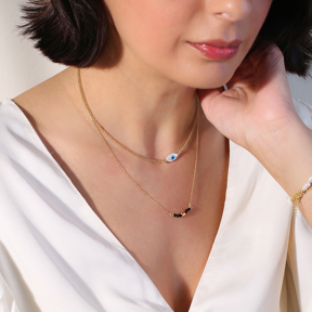 Evil Eye Design Mother of Pearl Charm Necklace