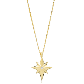 North Star Design Charm Silver Necklace