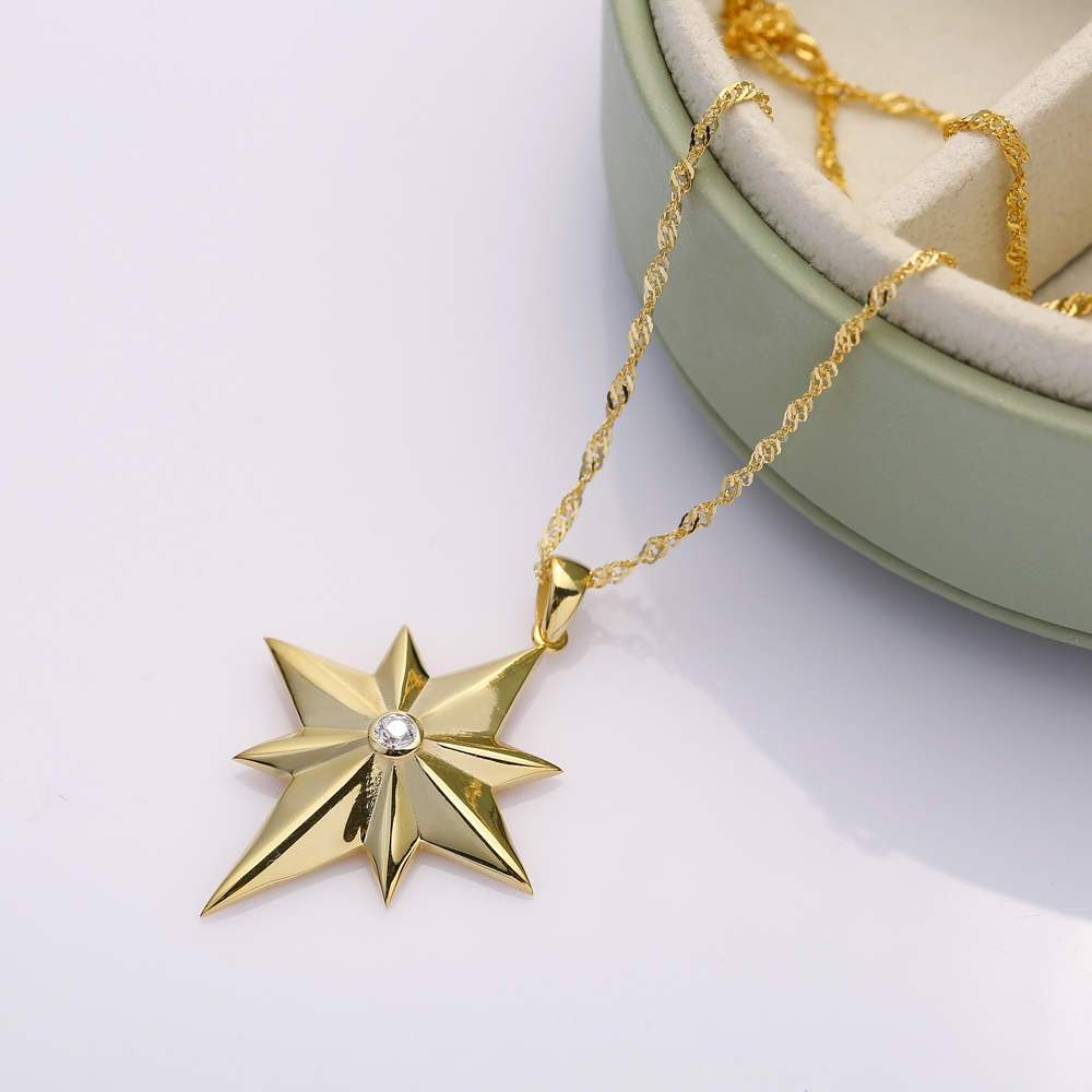 North Star Design Charm Silver Necklace