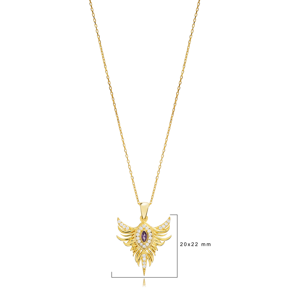 Phoenix Design CZ Silver Charm Necklace