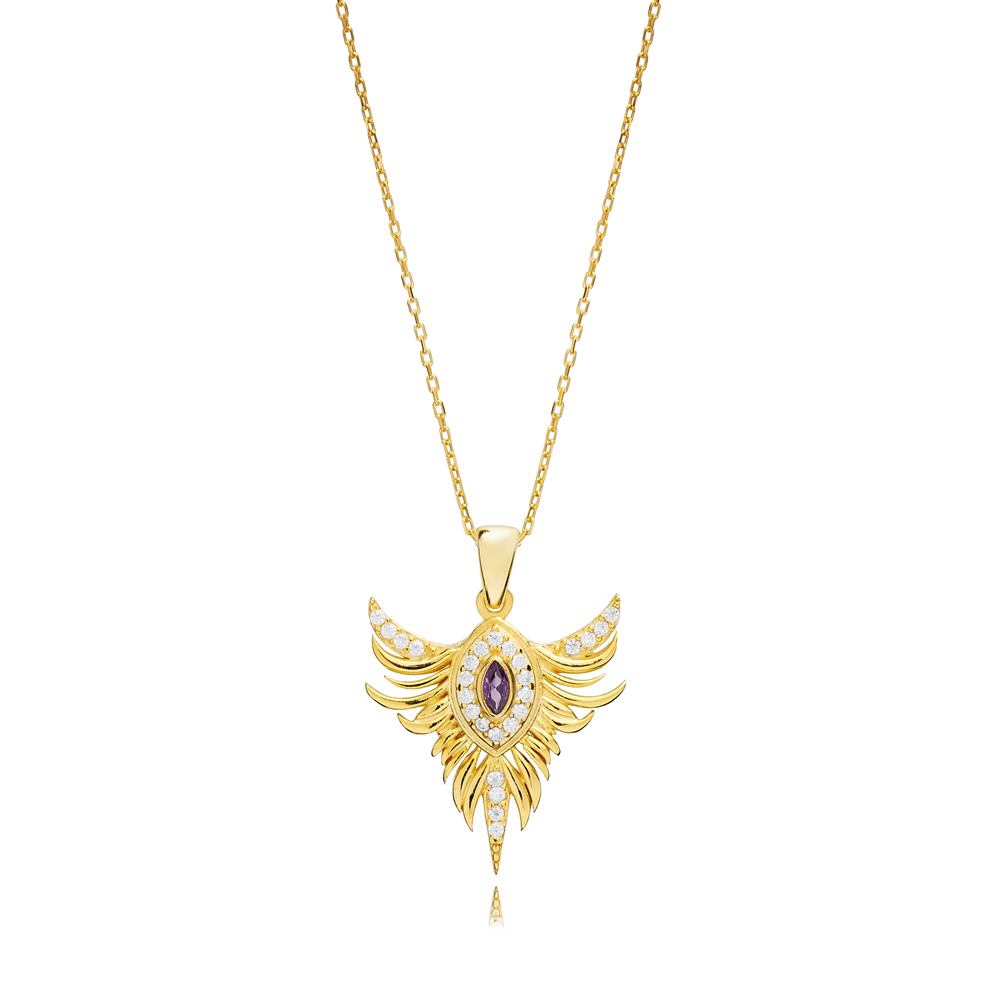 Phoenix Design CZ Silver Charm Necklace