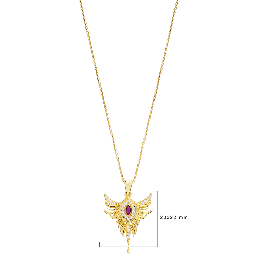 CZ Phoenix Design Silver Charm Necklace