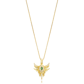Silver Charm Necklace CZ Phoenix Design