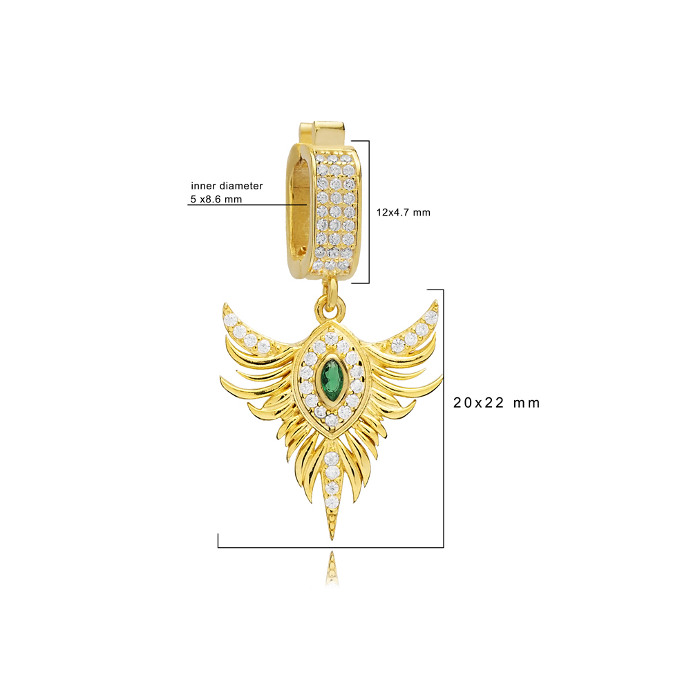 Charm for Bangle CZ Emerald Phoenix Design