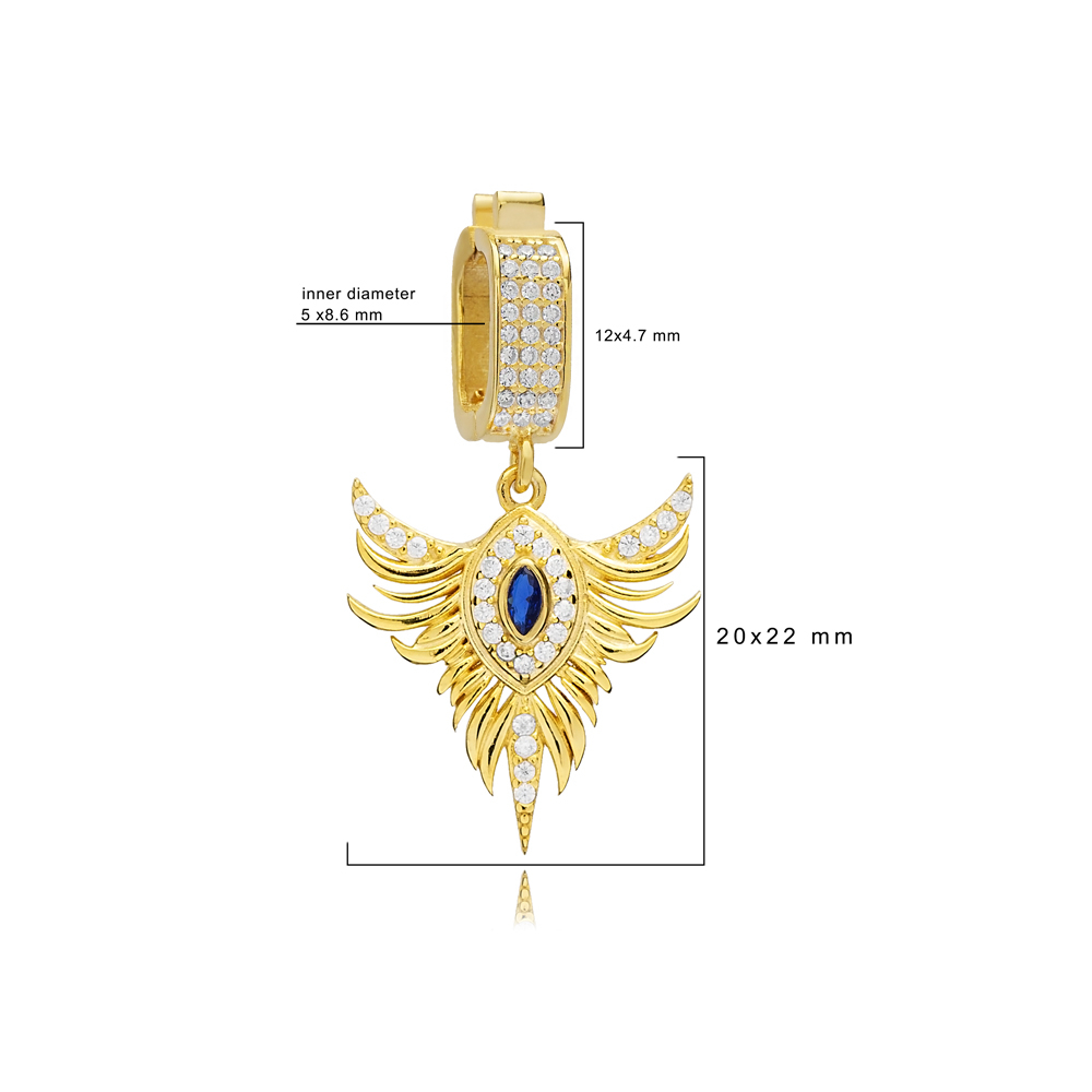 CZ Sapphire Phoenix Design Charm for Bangle