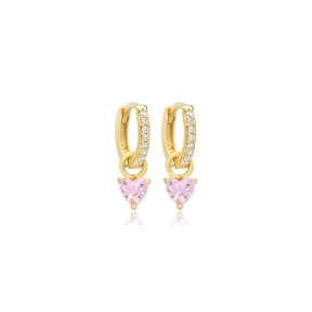 Pink CZ Dangle Earrings Silver Jewelry