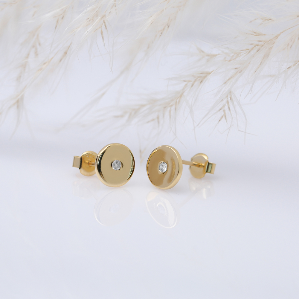 Round Plain Design 925 Stud Earrings