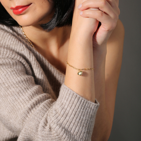 Heart Charm 925 Silver Chain Bracelet