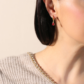 Silver Garnet Drop Dangle Earring