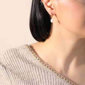 Pearl Charm Silver Dangle Earring