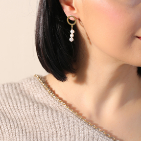 Triple Pearl Hollow Stud Earrings