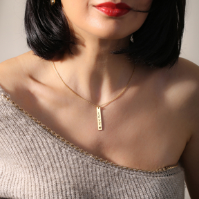 Long Bar Love Charm Necklace