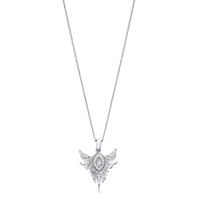 CZ Phoenix Design Silver Charm Necklace