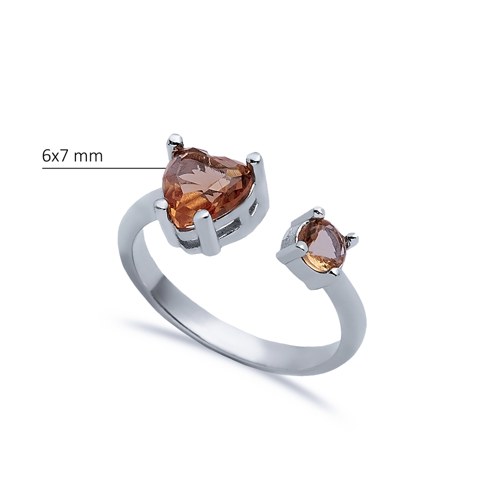 Zultanite Heart Silver Adjustable Ring