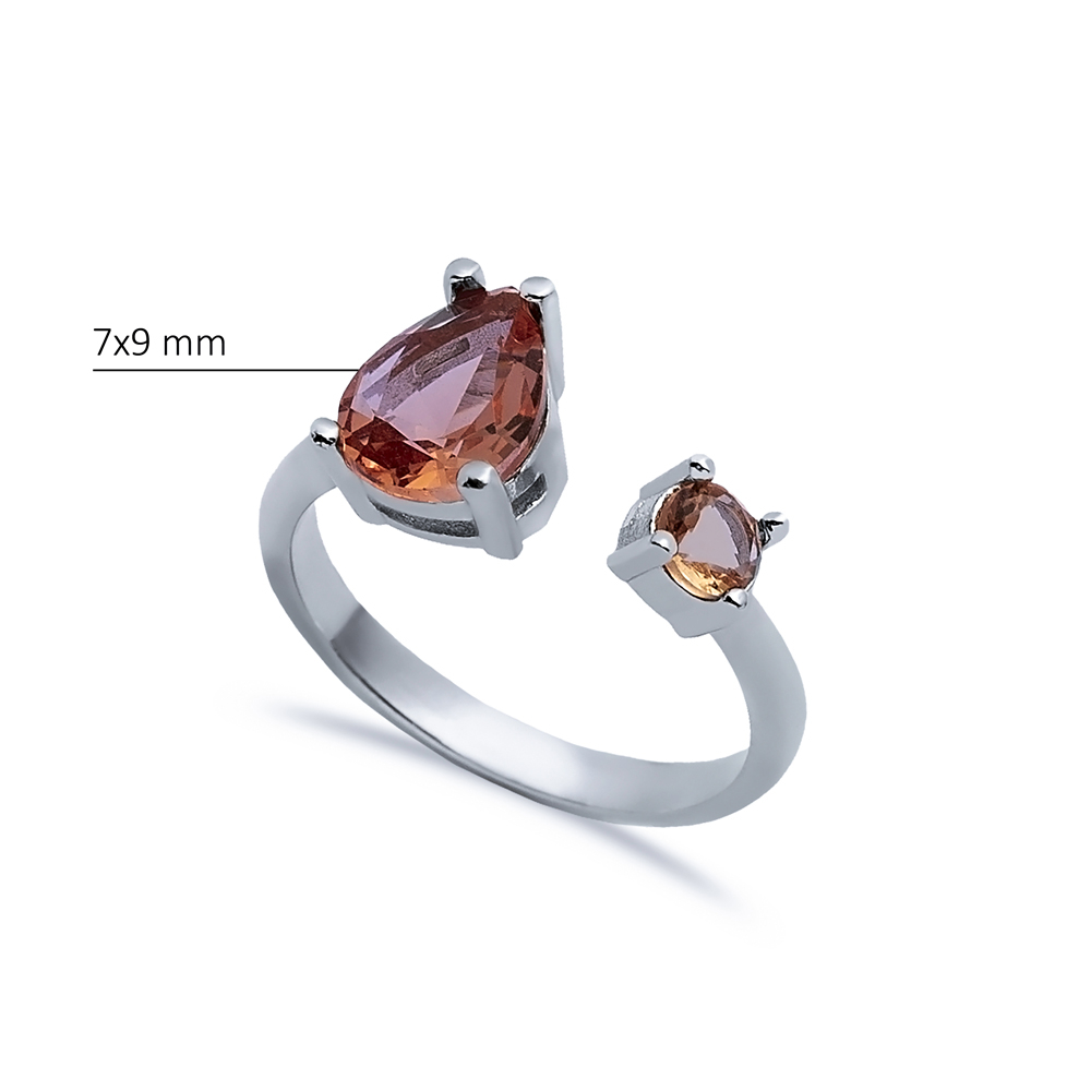 Zultanite Pear Silver Adjustable Ring