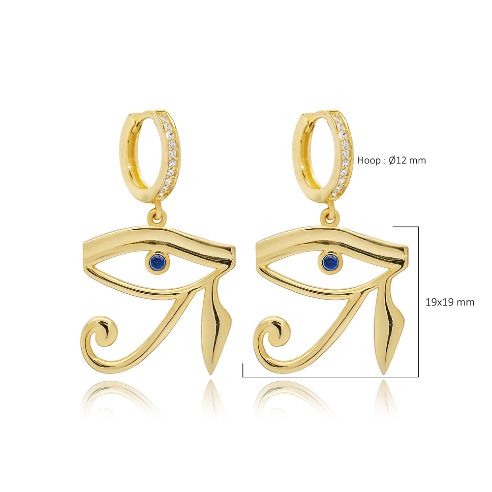 Eye of Ra Design Silver Dangle Earrings