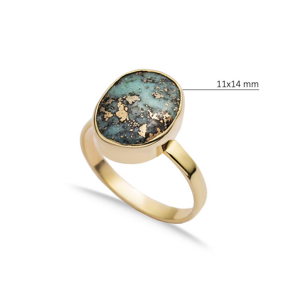 Turquoise Firuze Oval Natural Stone Ring