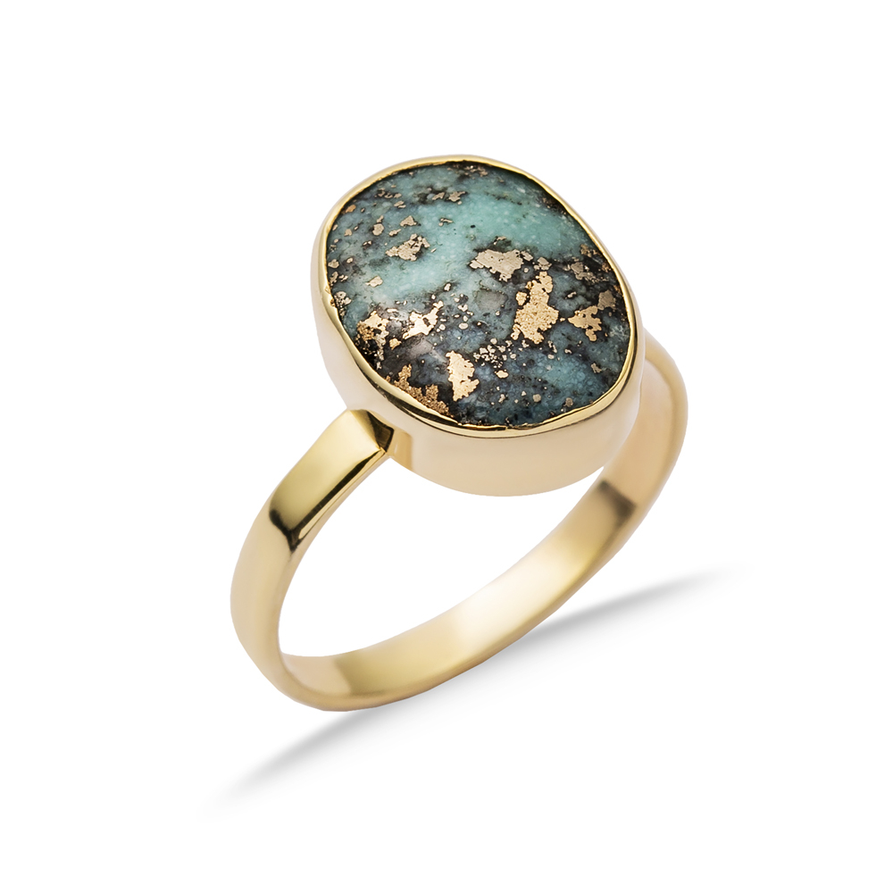 Turquoise Firuze Oval Natural Stone Ring