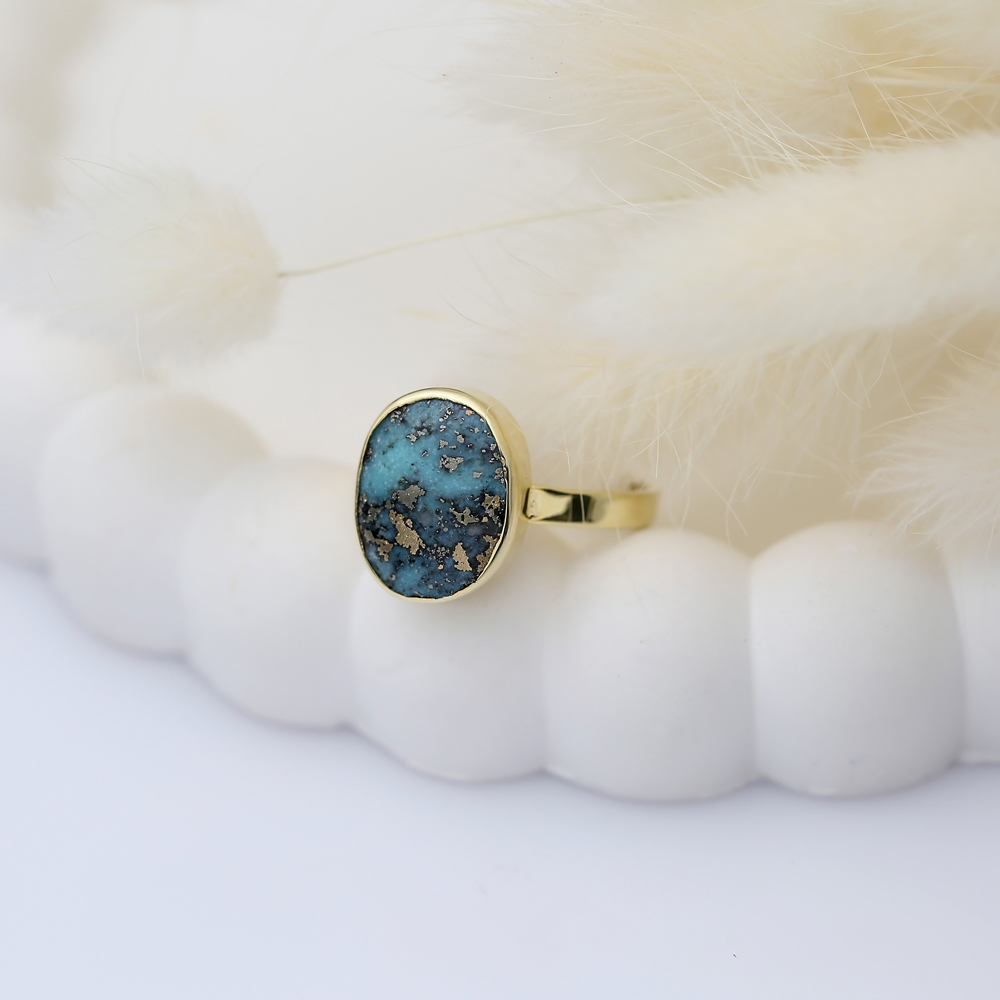 Turquoise Firuze Oval Natural Stone Ring