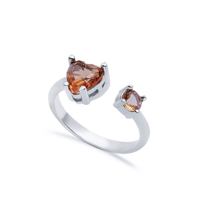 Zultanite Heart Silver Adjustable Ring