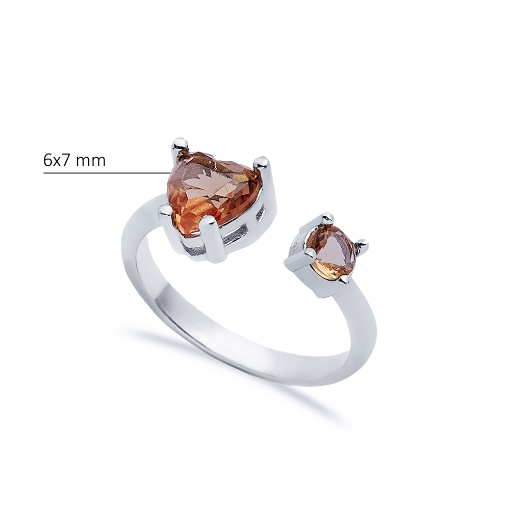 Zultanite Heart Silver Adjustable Ring