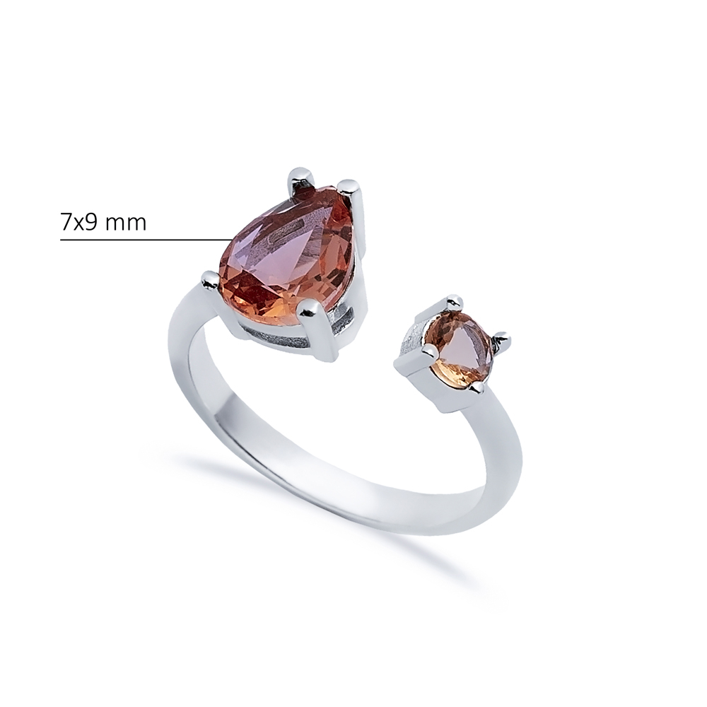 Zultanite Pear Silver Adjustable Ring