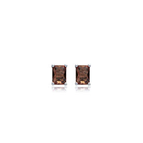 Rectangle Zultanite Silver Stud Earrings