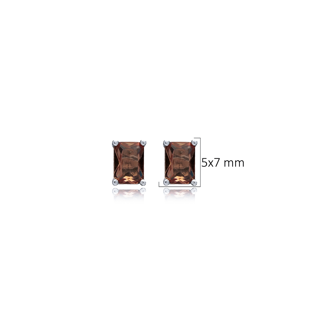 Rectangle Zultanite Silver Stud Earrings