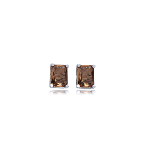 Zultanite Rectangle Silver Stud Earrings