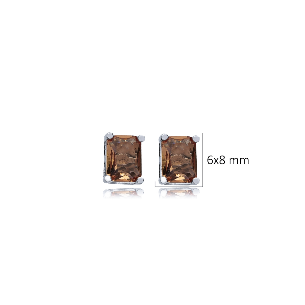 Zultanite Rectangle Silver Stud Earrings