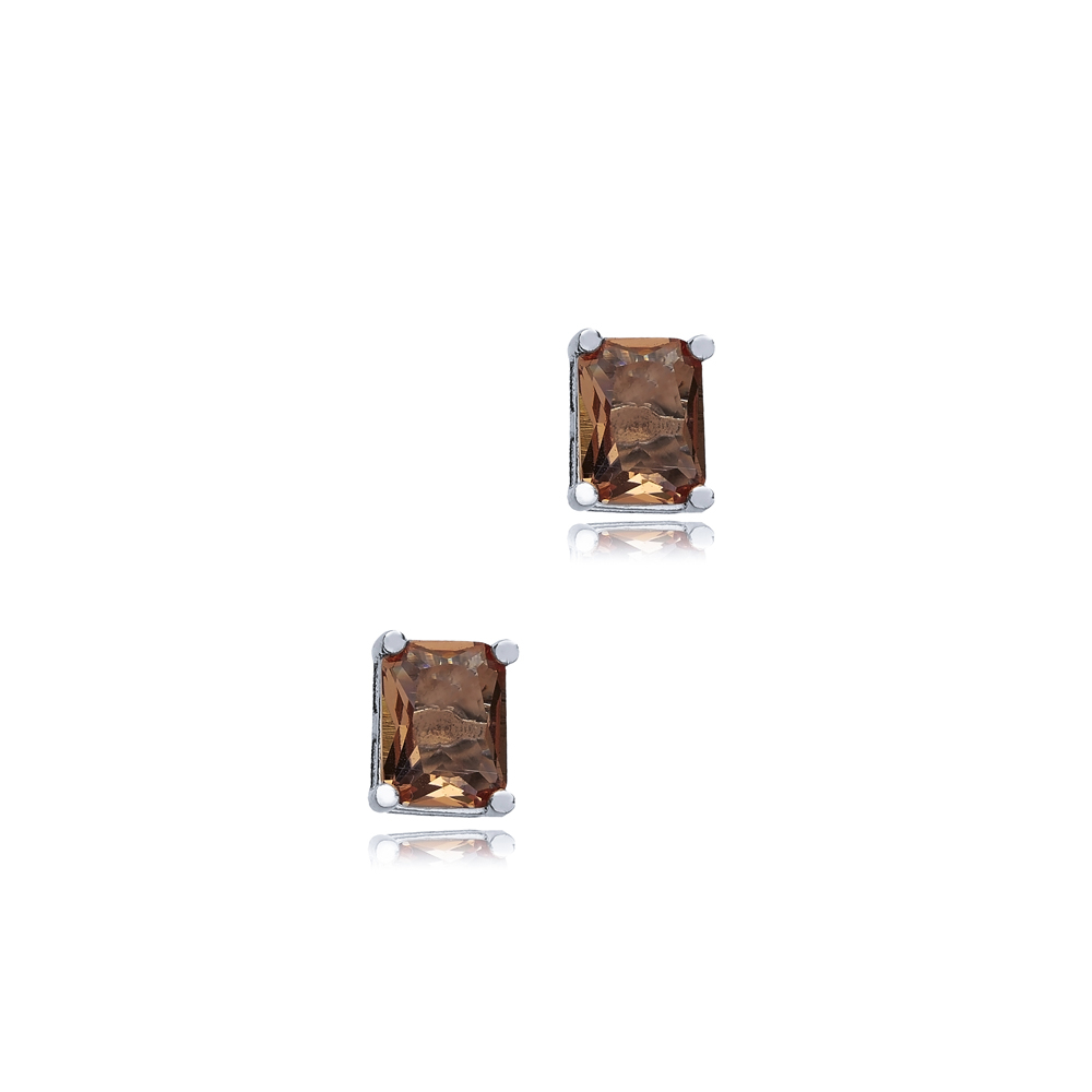 Zultanite Rectangle Silver Stud Earrings