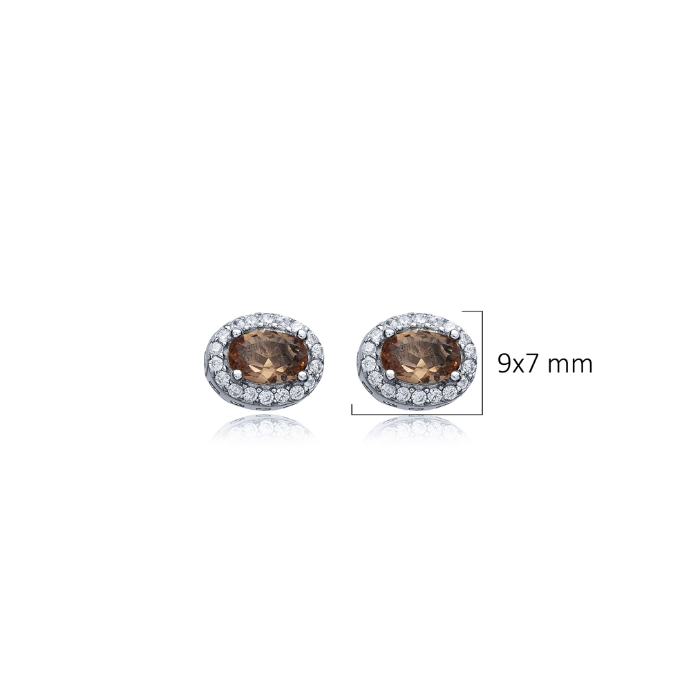 Tiny Oval Zultanite Silver Stud Earrings