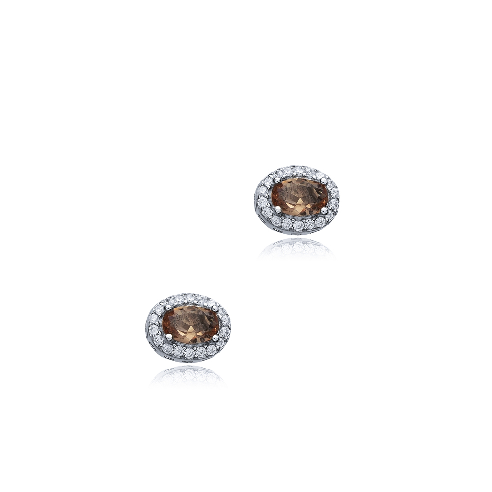 Tiny Oval Zultanite Silver Stud Earrings