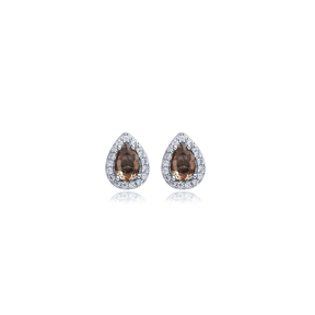 Tiny Pear Zultanite Silver Stud Earrings
