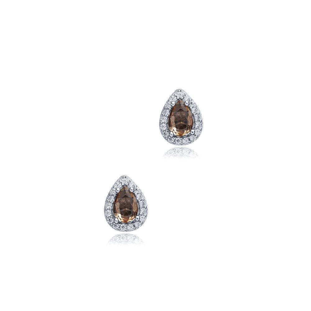 Tiny Pear Zultanite Silver Stud Earrings